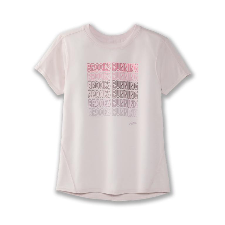 Brooks Distance Graphic tee Womens Short Sleeve Running Shirt - Rosewater/Running - Indonesia (VCBP-